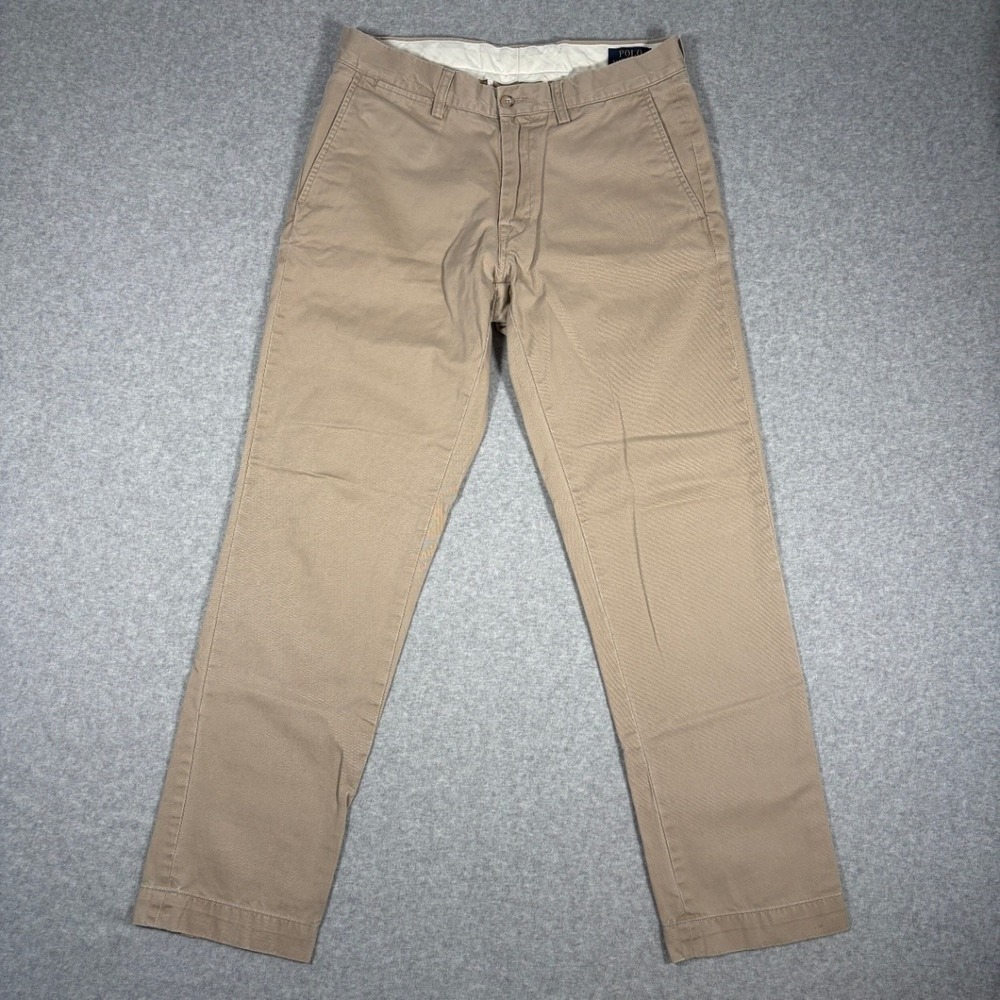 Polo Ralph Lauren Slim Fit Chino Pants Men 32x32 (Fits 31x30) Beige Khaki - Picture 1 of 9